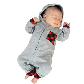2017 New Fashion Newborn Baby Boy Girl Clothes Zipper Hooded Romper Gary Plaid Rompers Jumpsuit One Pieces Bebes Warm Suit 2017 New Fashion Newborn Baby Boy Girl Clothes Zipper Hooded Romper Gary Plaid Rompers Jumpsuit One Pieces Bebes Warm Suit
