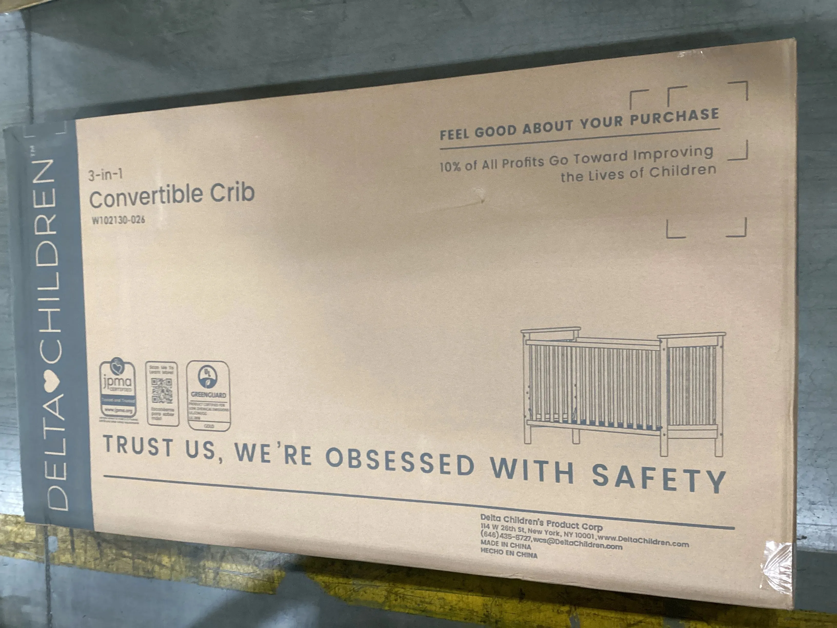 3-in-1 Convertible Crib - Gray