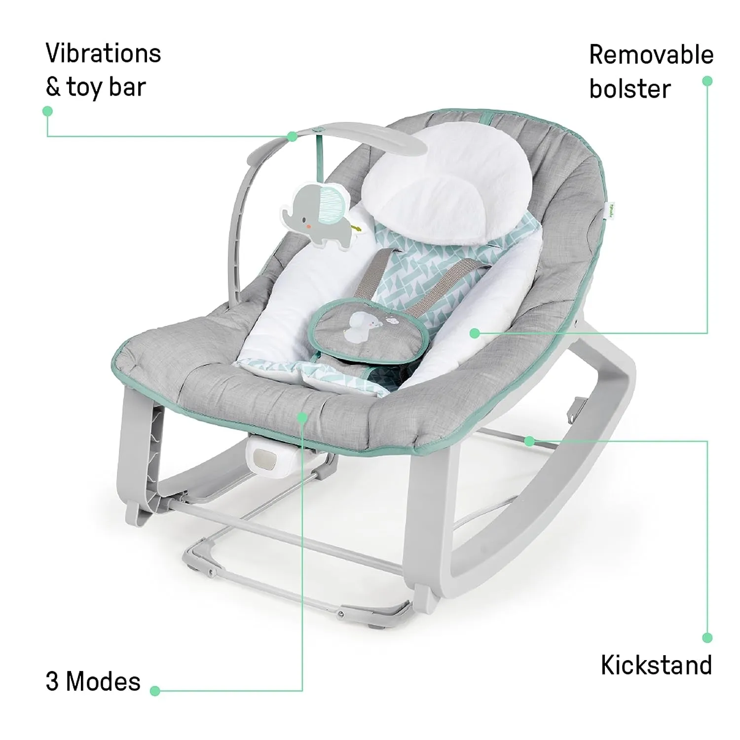 3-In-1 Grow with Me Vibrating Baby Bouncer, Seat & Infant to Toddler Rocker