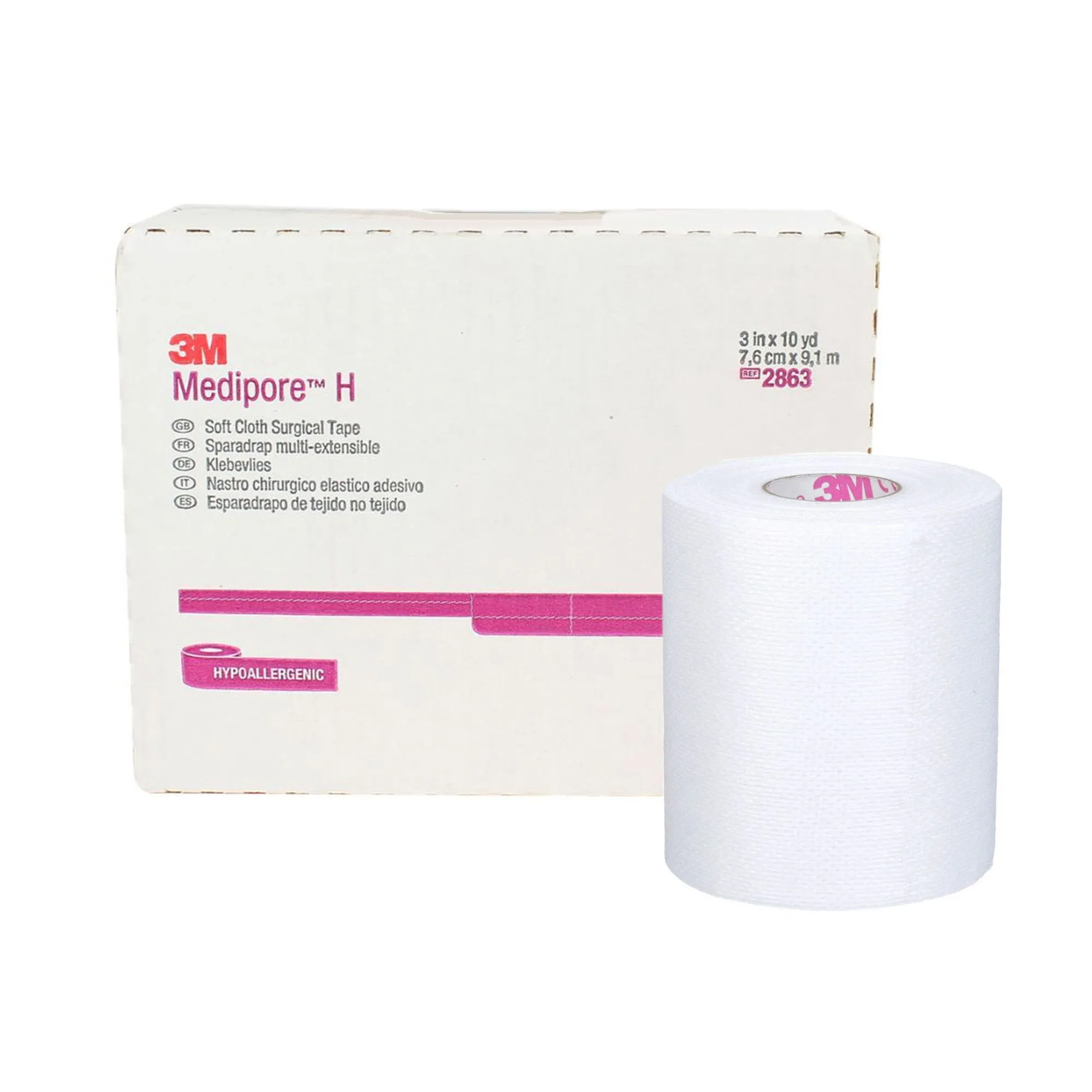 3M™ Medipore™ H Cloth Medical Tape, 3 Inch x 10 Yard, White, 1 Roll