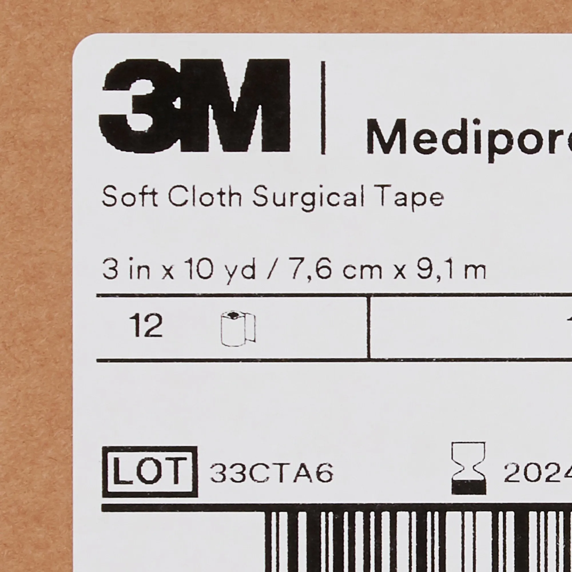 3M™ Medipore™ H Cloth Medical Tape, 3 Inch x 10 Yard, White, 1 Roll