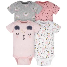 4-Pack Baby Girls Bear Short Sleeve Onesies® Bodysuits