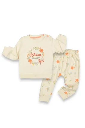 Adabebek Caramel Orange Bloom Season Cotton Combed Bottom Top Baby Set