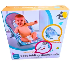 Adjustable Baby Folding Shower Rack | Comfortable Baby Bath Seat with Foldable Design | 0  Months