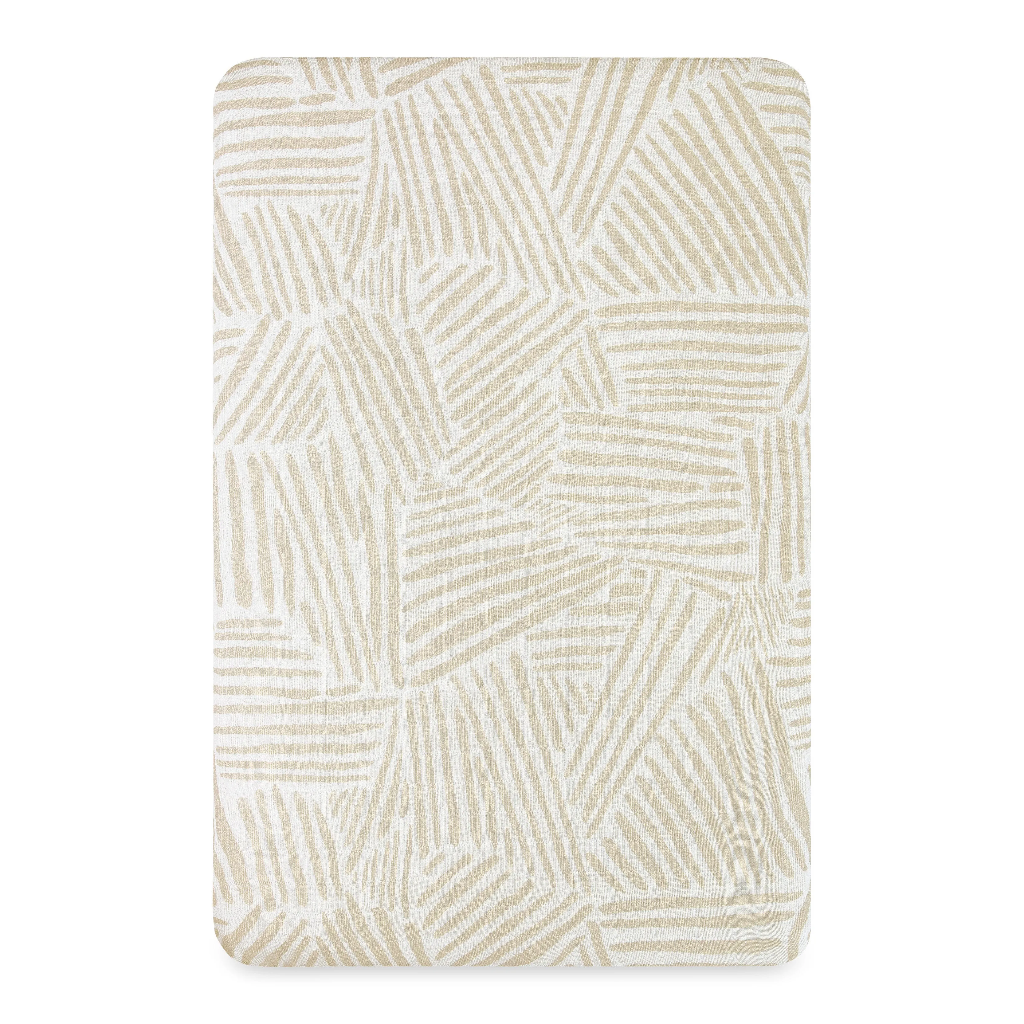 All-Stages Bassinet Sheet in GOTS-Certified Organic Muslin Cotton - Oat Stripe