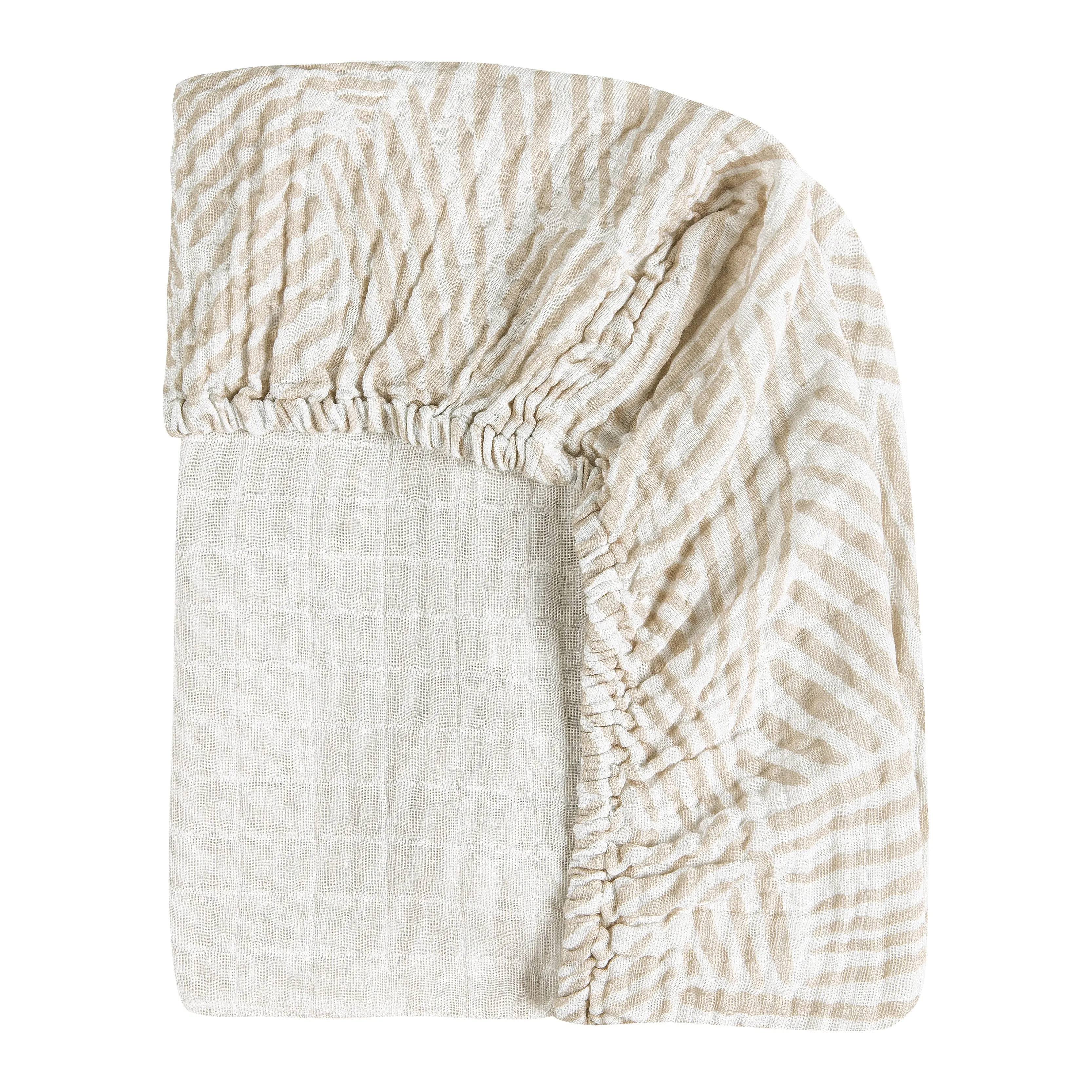All-Stages Bassinet Sheet in GOTS-Certified Organic Muslin Cotton - Oat Stripe