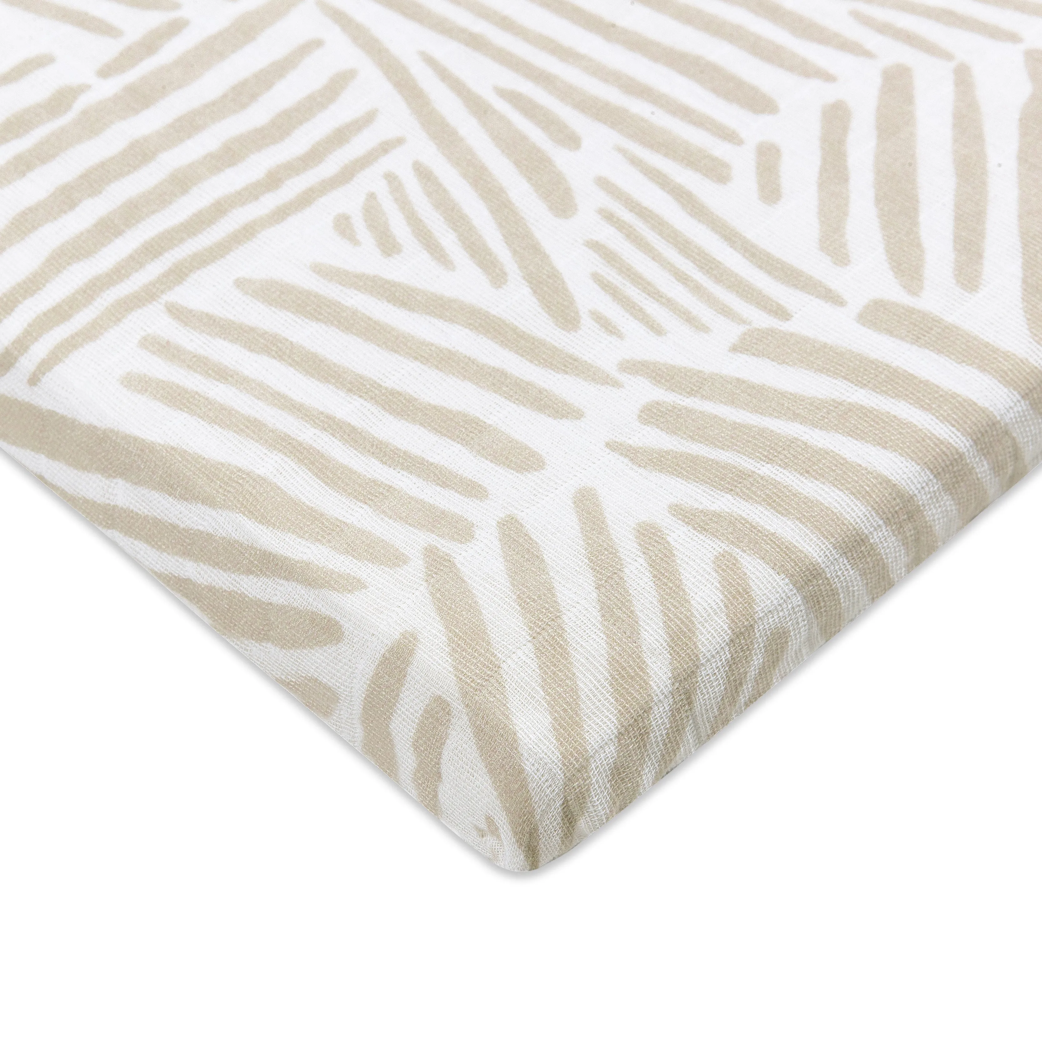 All-Stages Bassinet Sheet in GOTS-Certified Organic Muslin Cotton - Oat Stripe