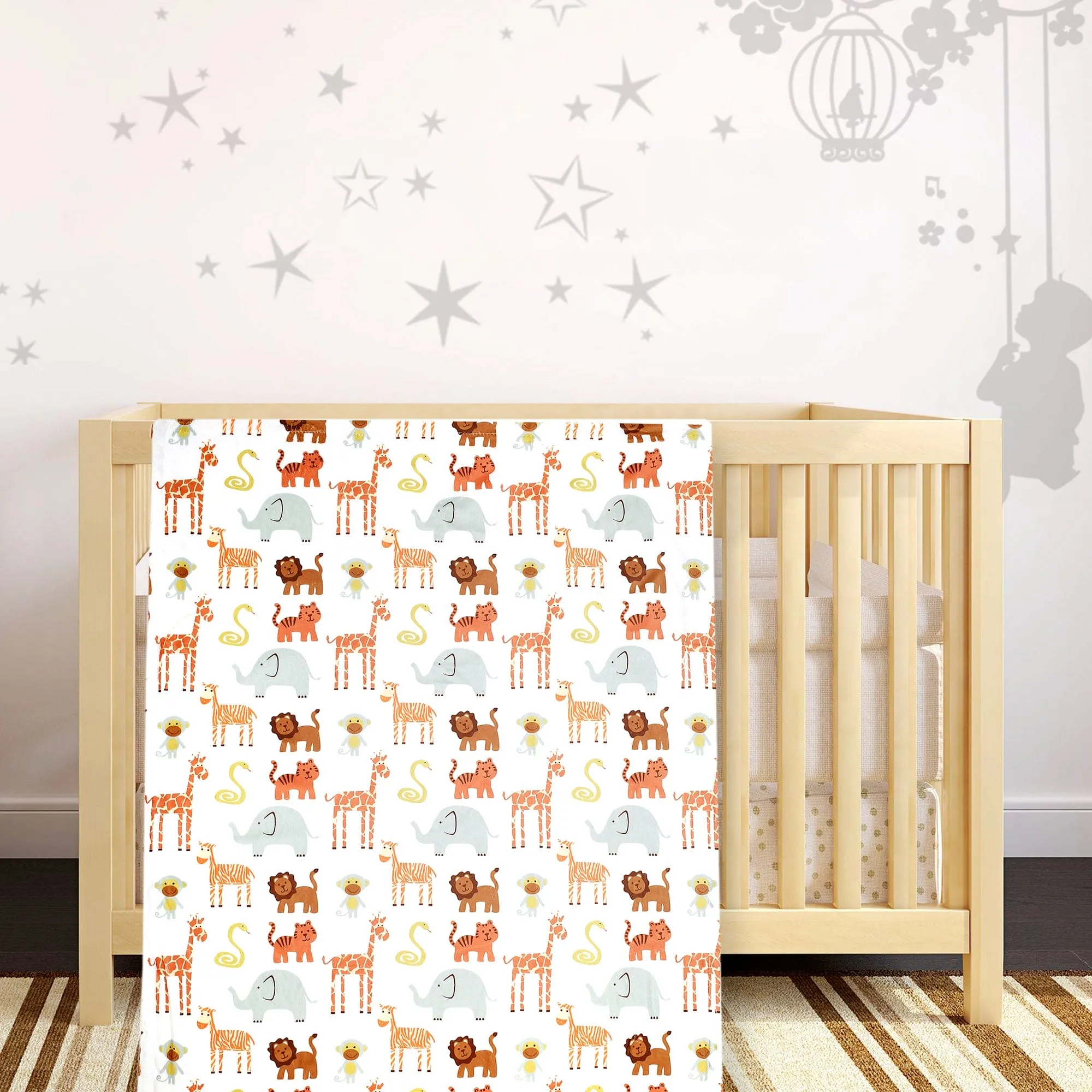 Animal Kingdom White And Brown Blanket