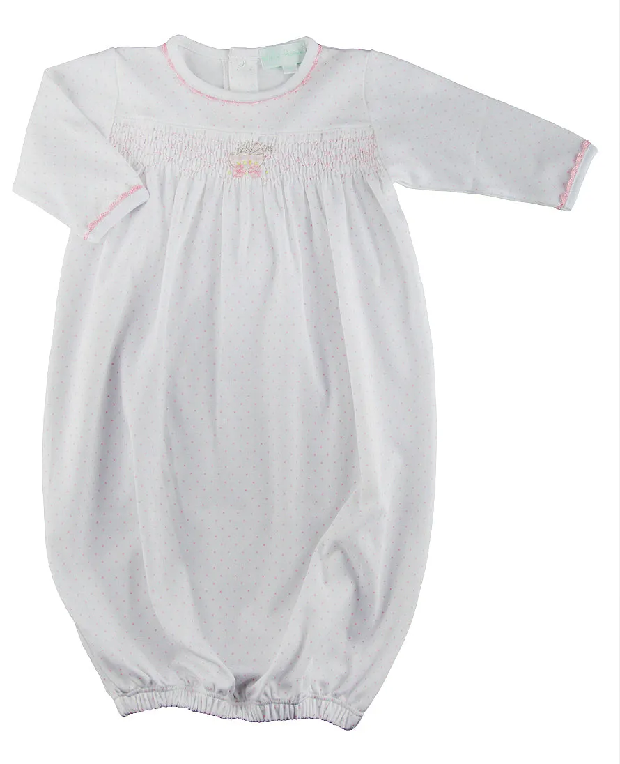 Baby Girl's White Baby Bunny Hand Smocked Daygown