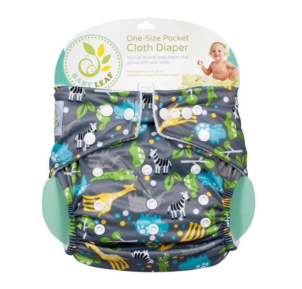 Baby Leaf Animal Jungle One-Size Cloth Diapers