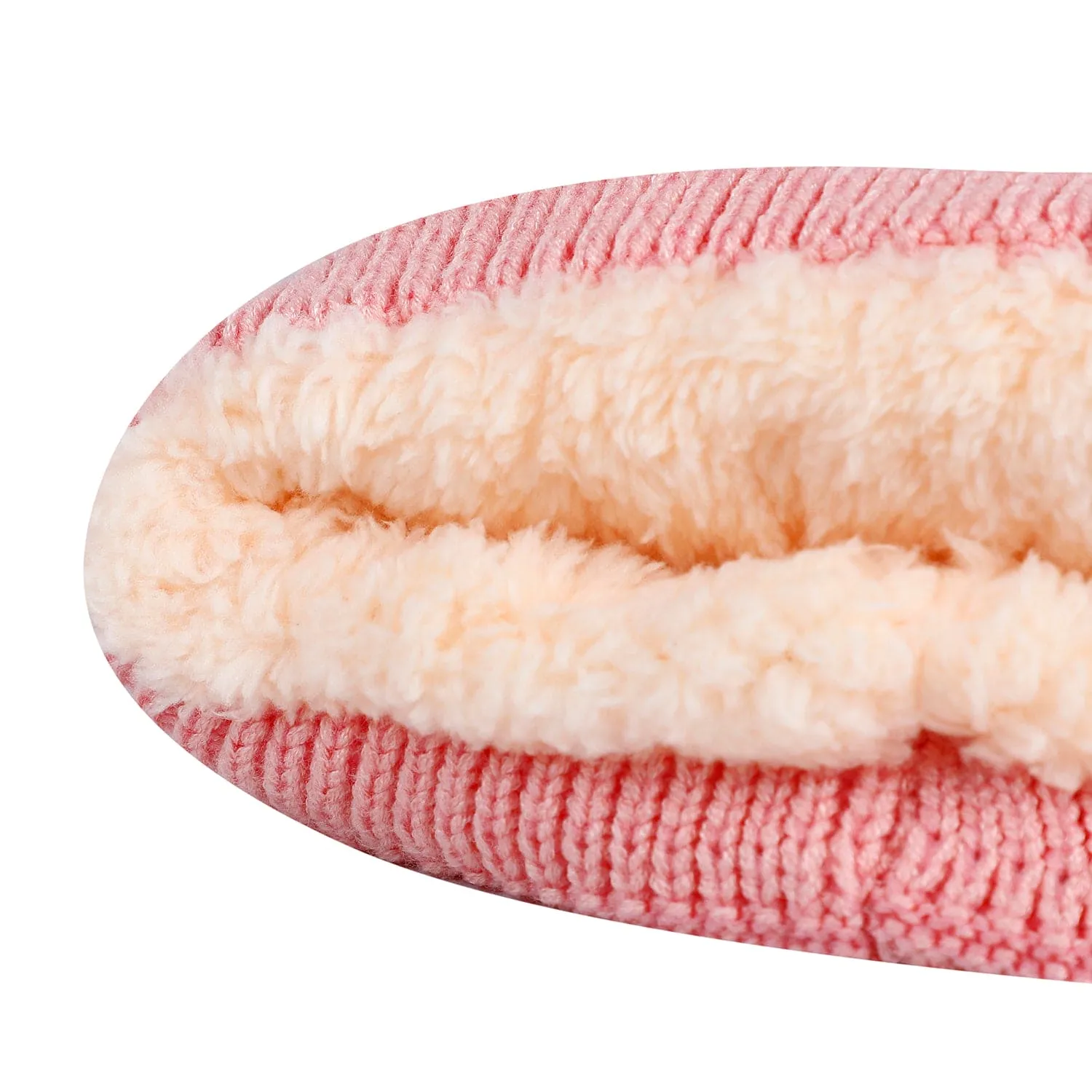 Baby Moo Bear Pom Pom Breathable Beanie Warm Knitted Woollen Cap - Pink