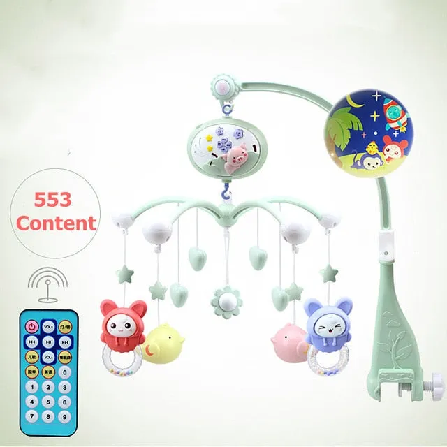 Baby Toys Crib Mobiles Rattles Music Educational Toys Bed Bell Carousel for Cots Projection Infant 0-12 Months for Newborns