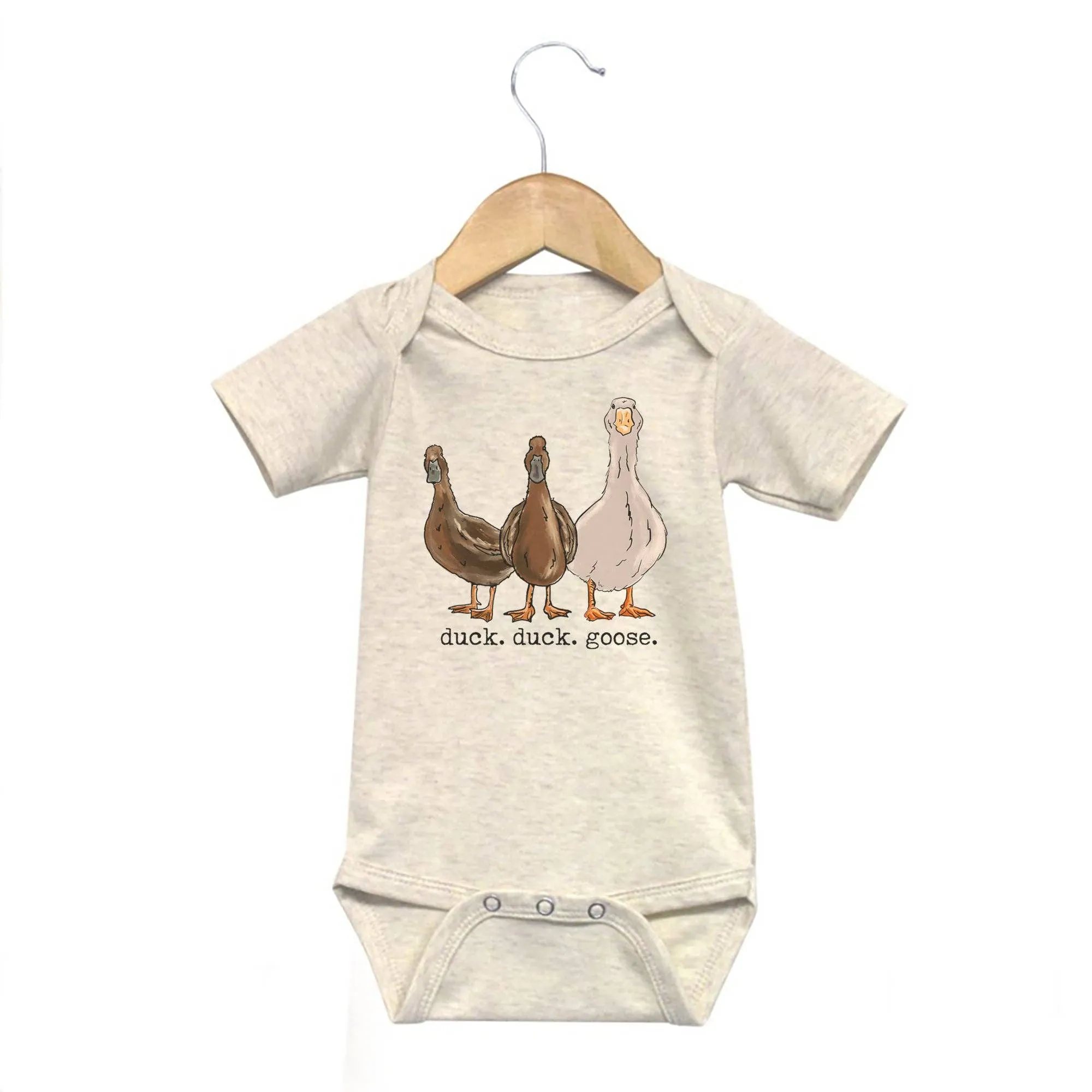 Barefoot Baby - "duck. duck. goose" Beige Baby Body suit
