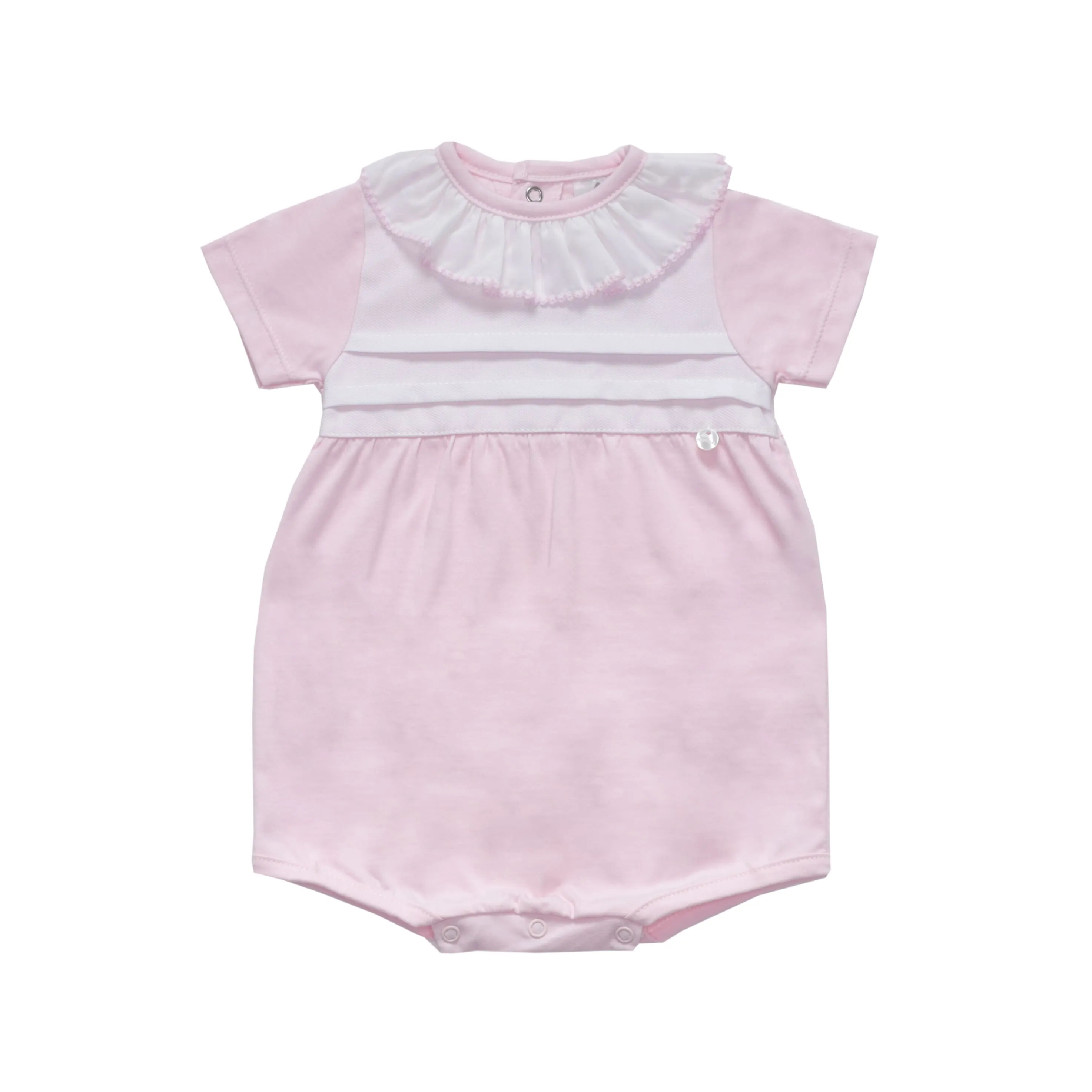 Basics - Baby Girl  Pink and White Romper