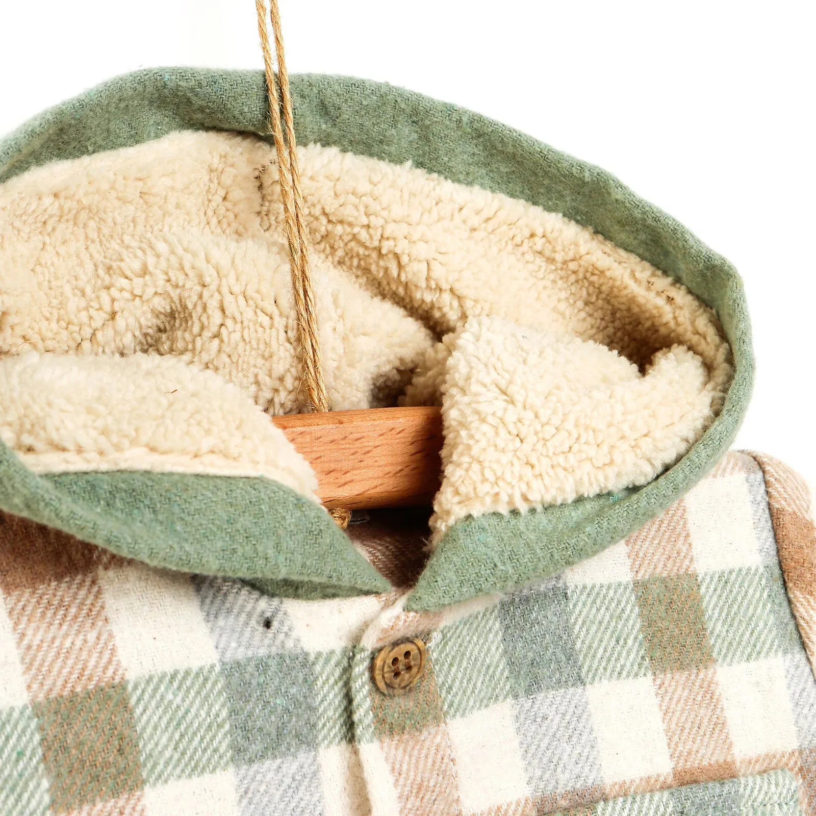 Bebbek Newborn Lumberjack Hooded Jumpsuit - Mint