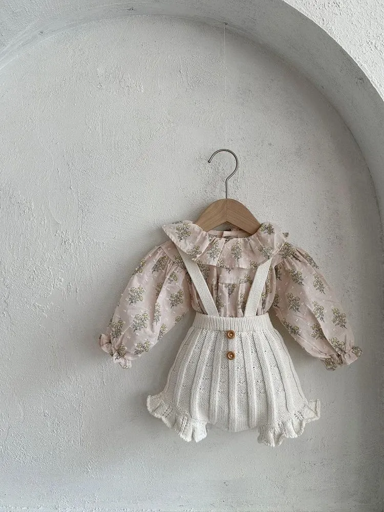 Flounce Knitted Overalls
