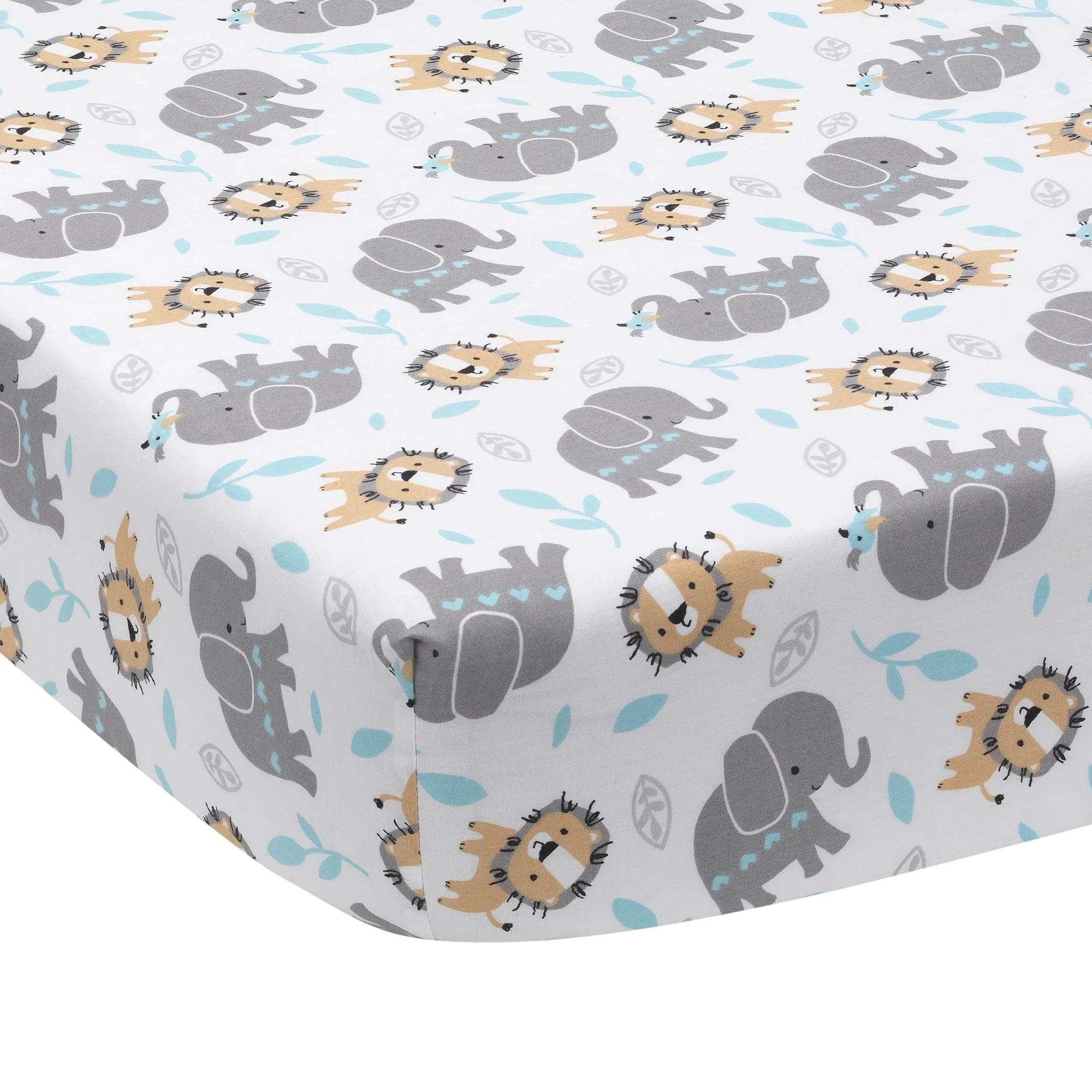 Jungle Fun 3-Piece Crib Bedding Set - Blue, Gray, White
