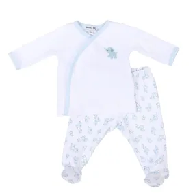 Magnolia Baby Boys Blue Tiny Elephants Printed Footed Pant Set