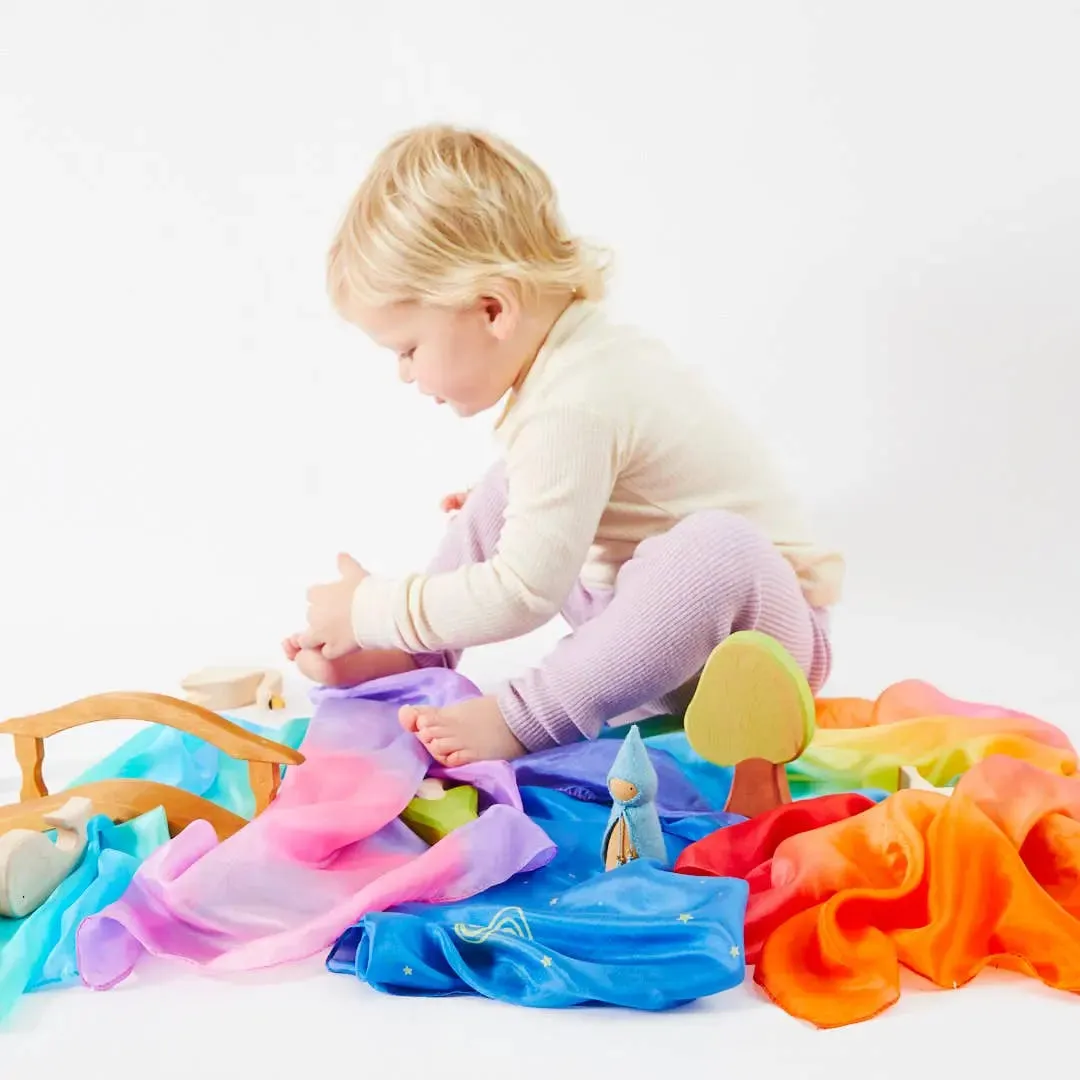 Mini Enchanted Playsilks - 100% Silk Natural, Waldorf Toys: Rainbow