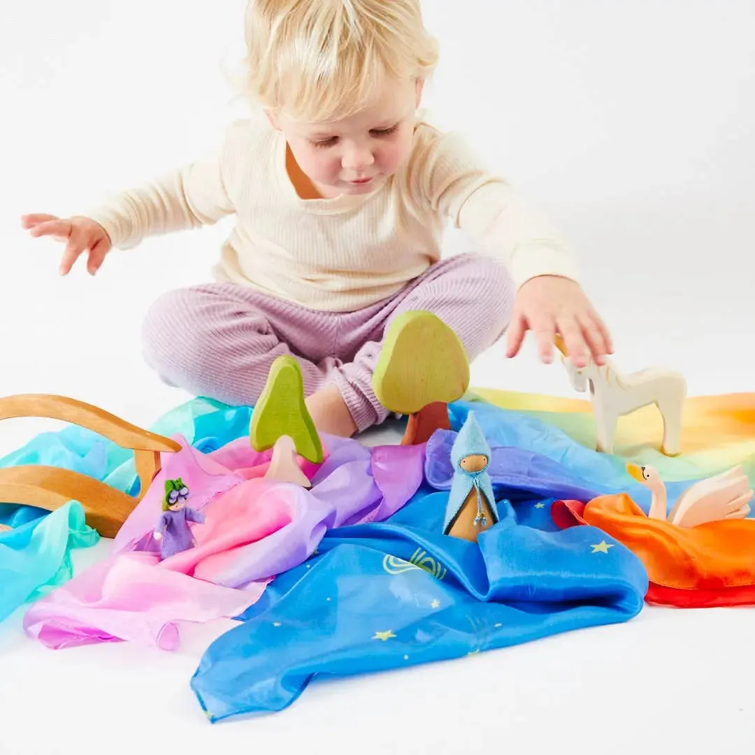 Mini Enchanted Playsilks - 100% Silk Natural, Waldorf Toys: Rainbow