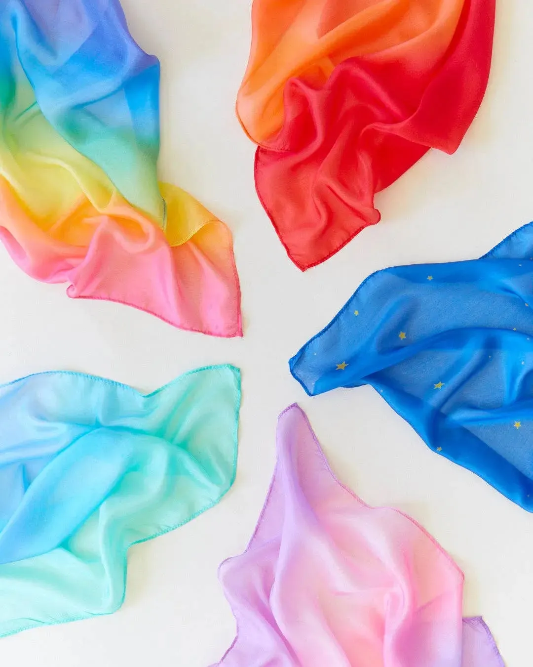 Mini Enchanted Playsilks - 100% Silk Natural, Waldorf Toys: Rainbow