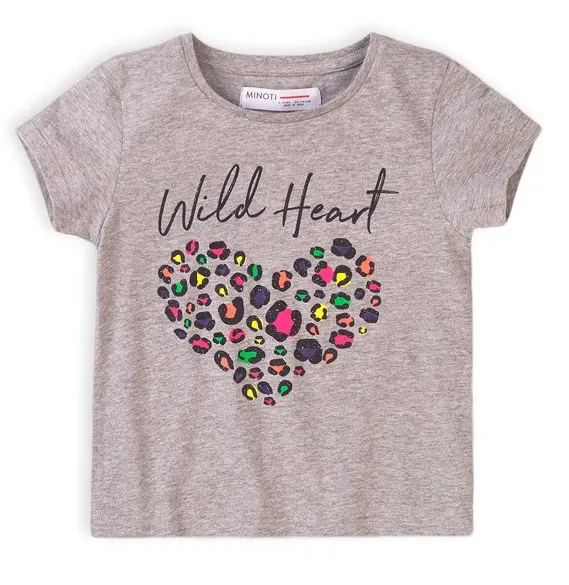 Minoti Girls T-shirt Wild Heart Grey (4-5yrs)
