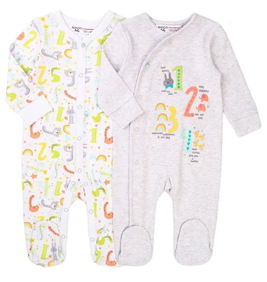Minoti Sleepsuit 2-Pack Grey (0-6mths)
