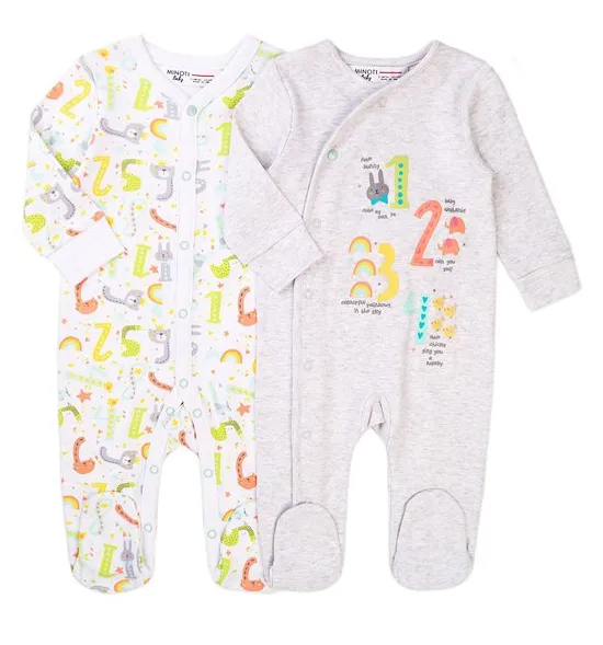 Minoti Sleepsuit 2-Pack Grey (0-6mths)