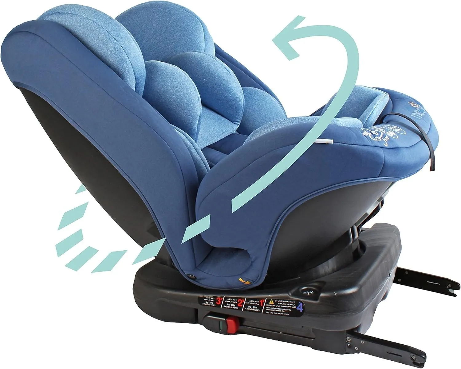 MOON Rover Car Seat – Baby Travel Gear Group 0-1-2-3 – 360 Degree Baby Carrier Car Seat w/Isofix – 0-12yr Baby Safety Products – Rear & Forward Convertible Car Accessories - Blue