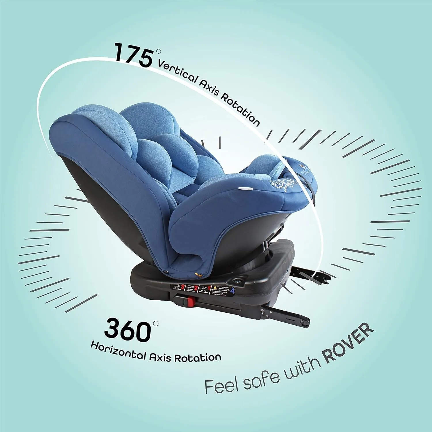 MOON Rover Car Seat – Baby Travel Gear Group 0-1-2-3 – 360 Degree Baby Carrier Car Seat w/Isofix – 0-12yr Baby Safety Products – Rear & Forward Convertible Car Accessories - Blue