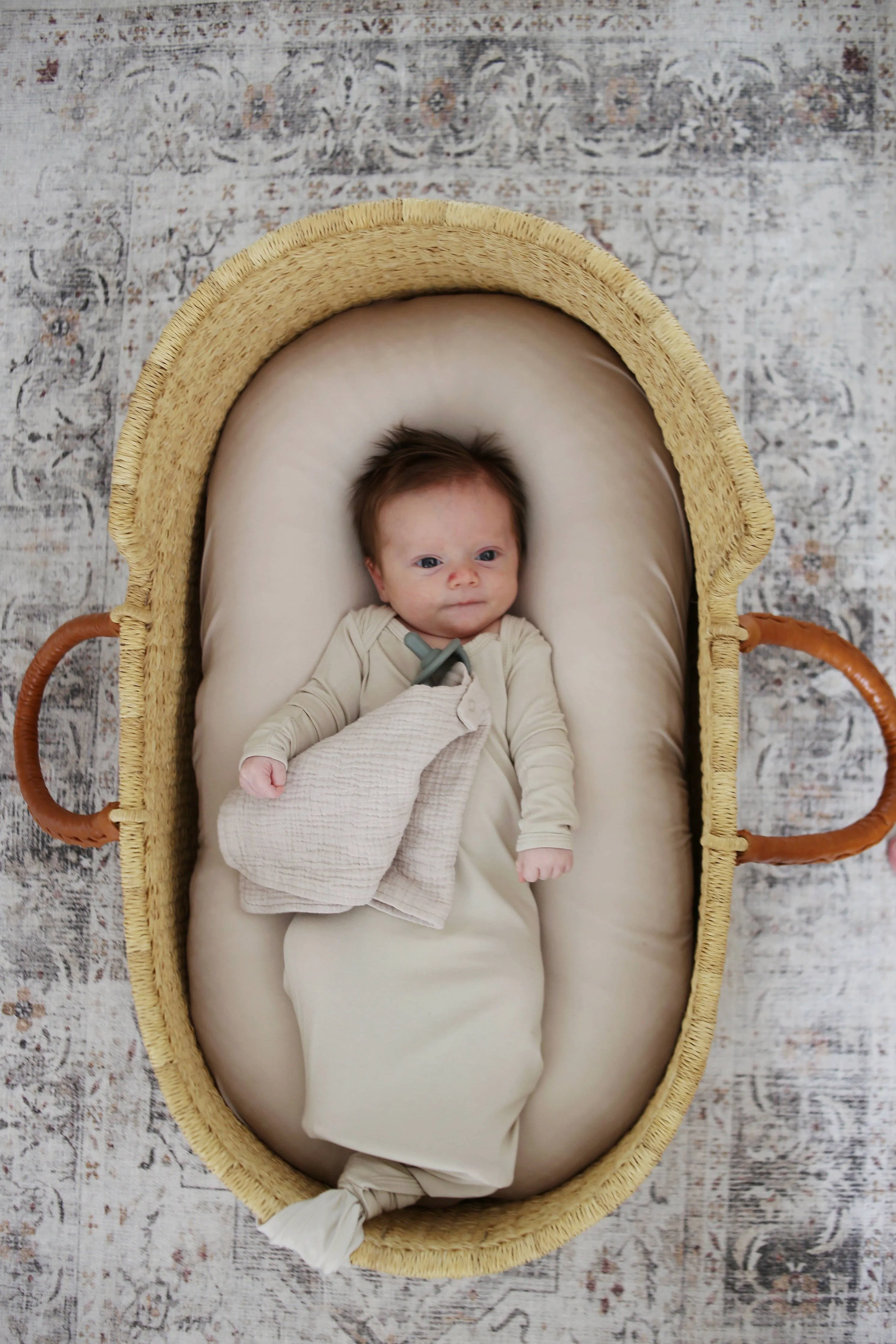 Natural Bamboo Knotted Gown: 0-3 Months