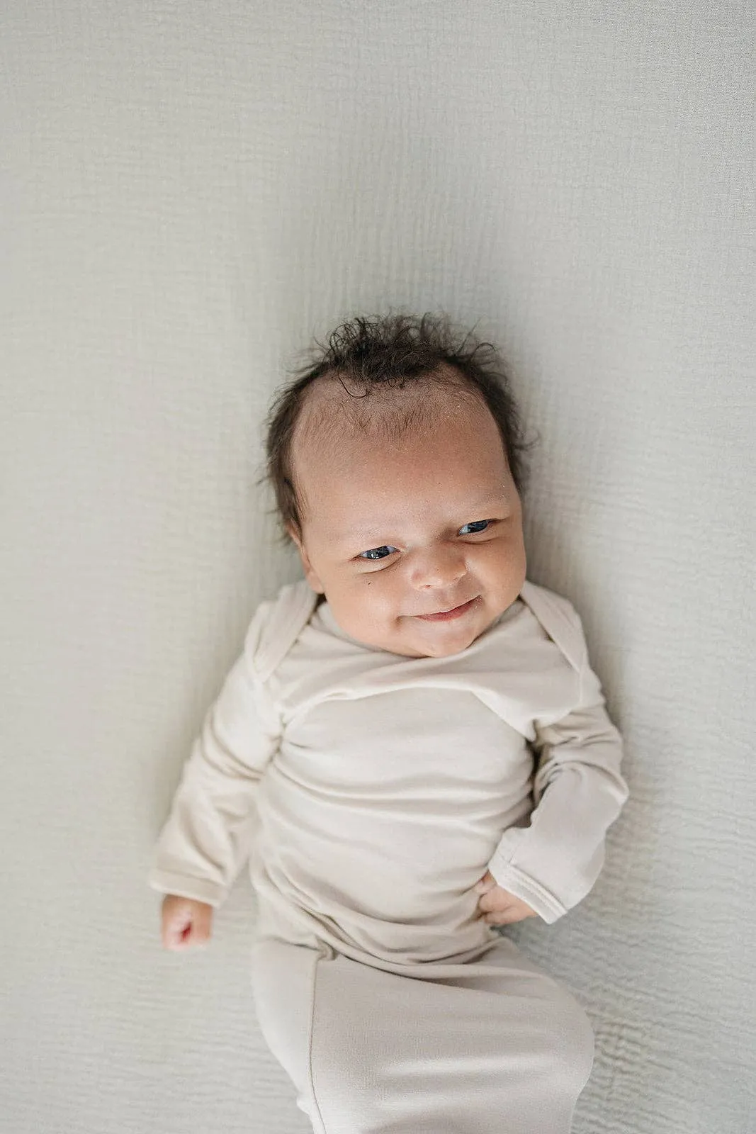 Natural Bamboo Knotted Gown: 0-3 Months