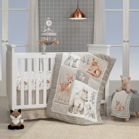Painted Forest 4-Piece Crib Bedding Set - Gray, Beige, White