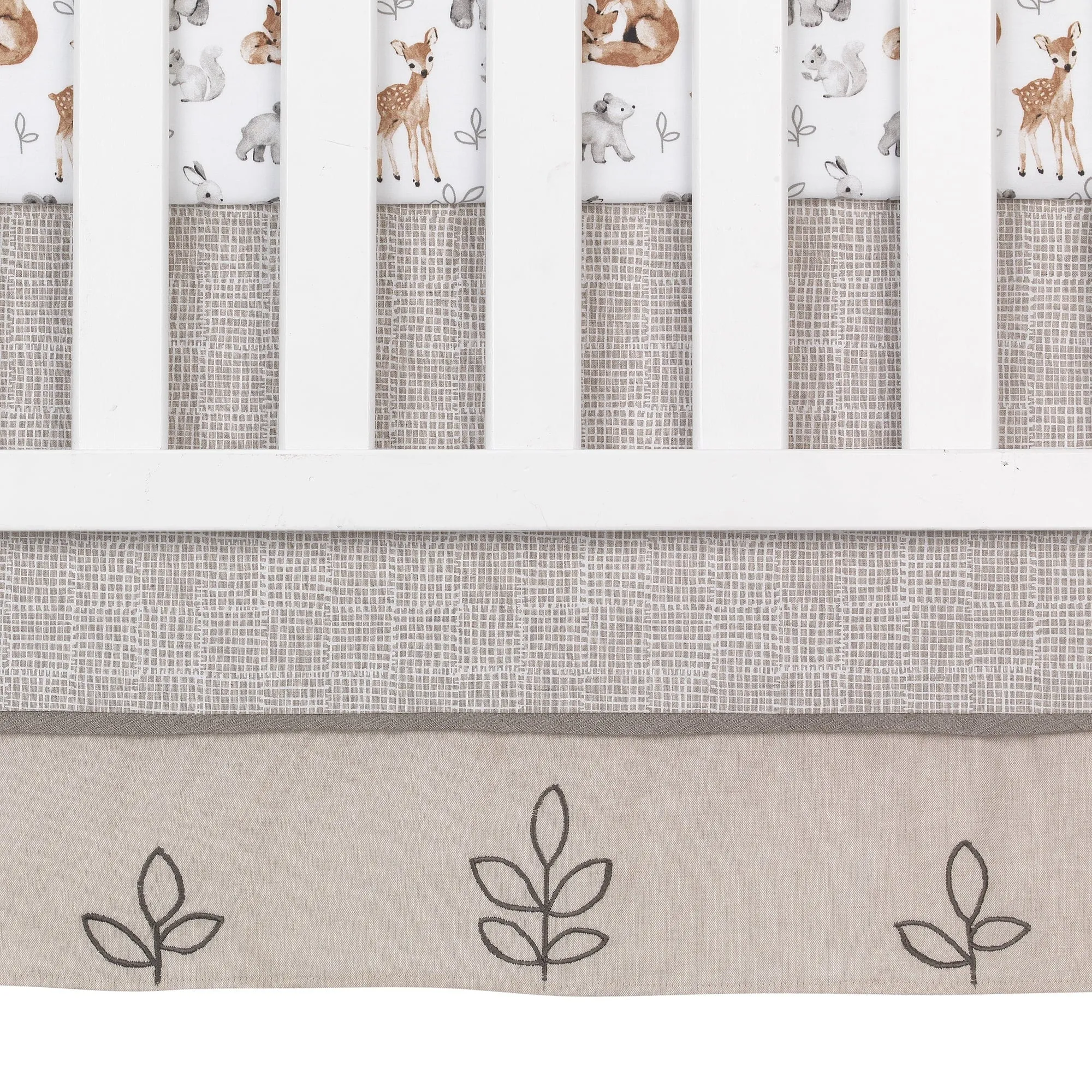 Painted Forest 4-Piece Crib Bedding Set - Gray, Beige, White