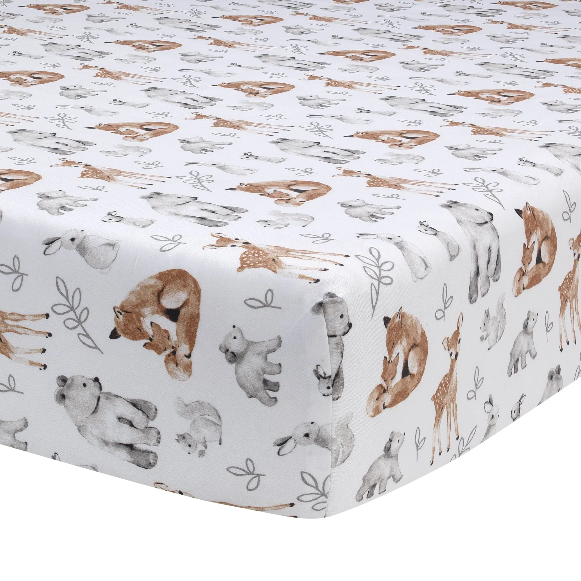 Painted Forest 4-Piece Crib Bedding Set - Gray, Beige, White