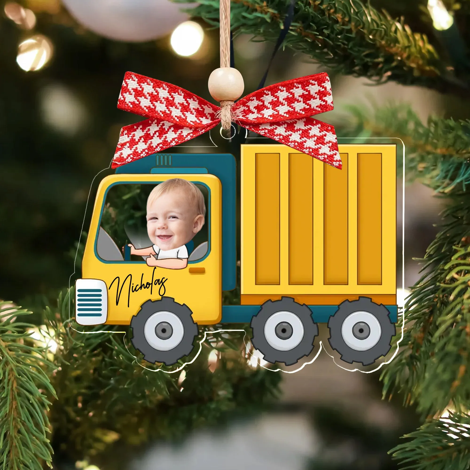 Personalized Drive Safe Daddy Car Hanger, Custom Car Baby Photo Ornament CF540