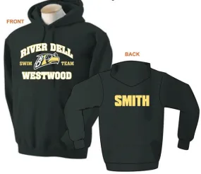 PULLOVER HOODED SWEATSHIRT with CUSTOM NAME ON BACK / BLACK