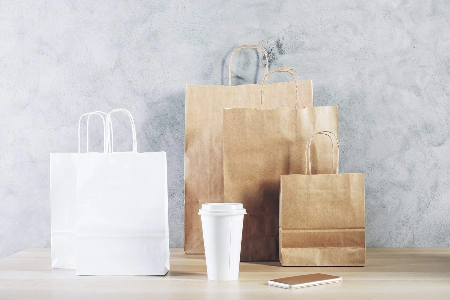Recycled Brown Paper Carrier Bags - Twisted Handles