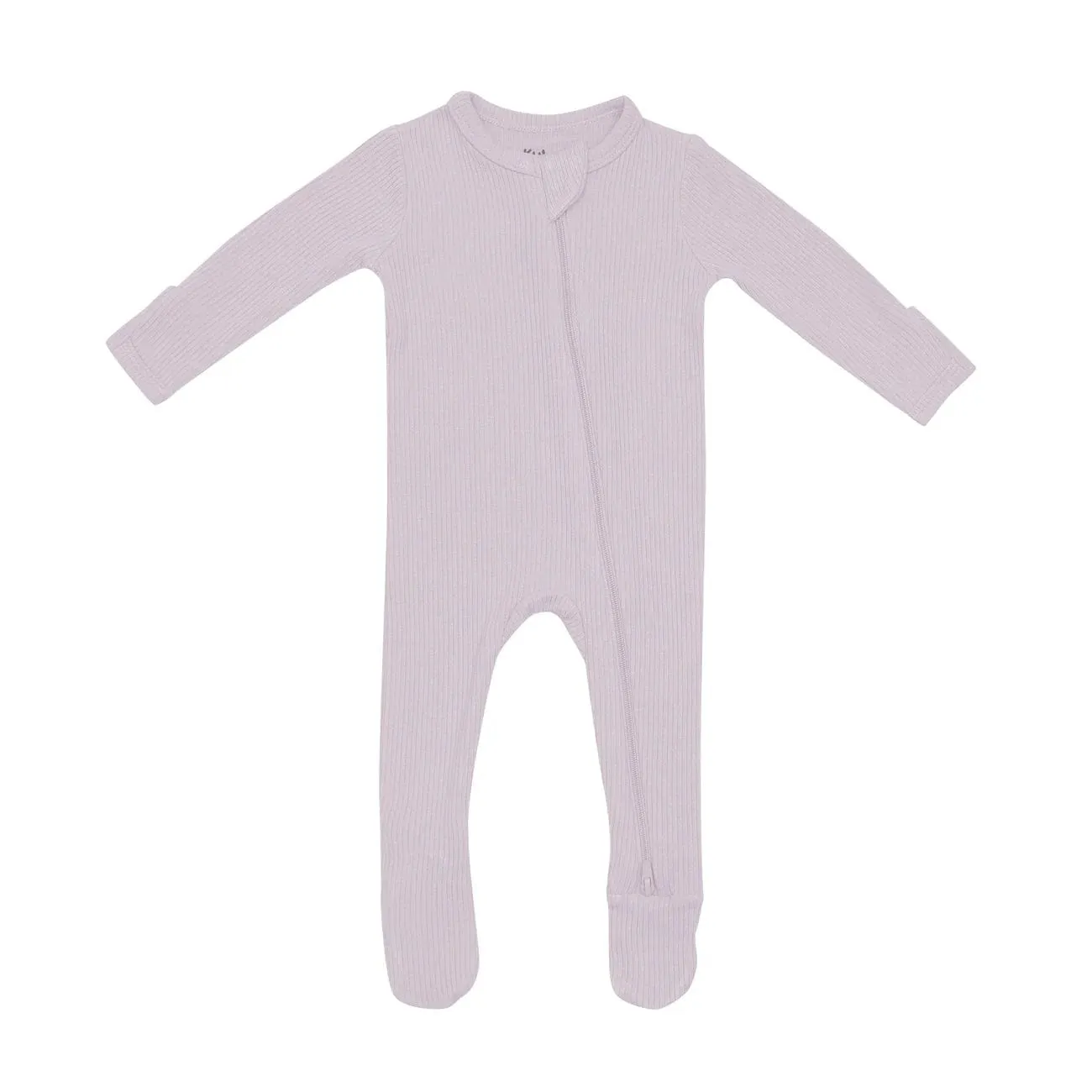 Ribbed Zipper Footie in Wisteria
