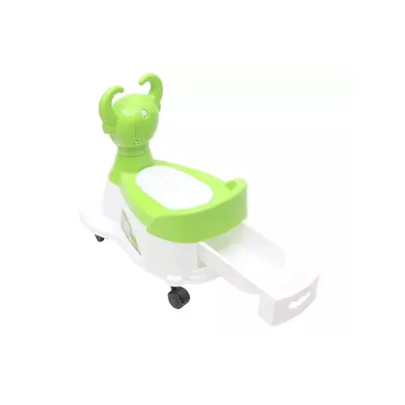 Scooter Shape Green Buffalo Musical Potty Seat Training with Easy Grip Handles, Wheels, Non-toxic Material Comfortable Backseat