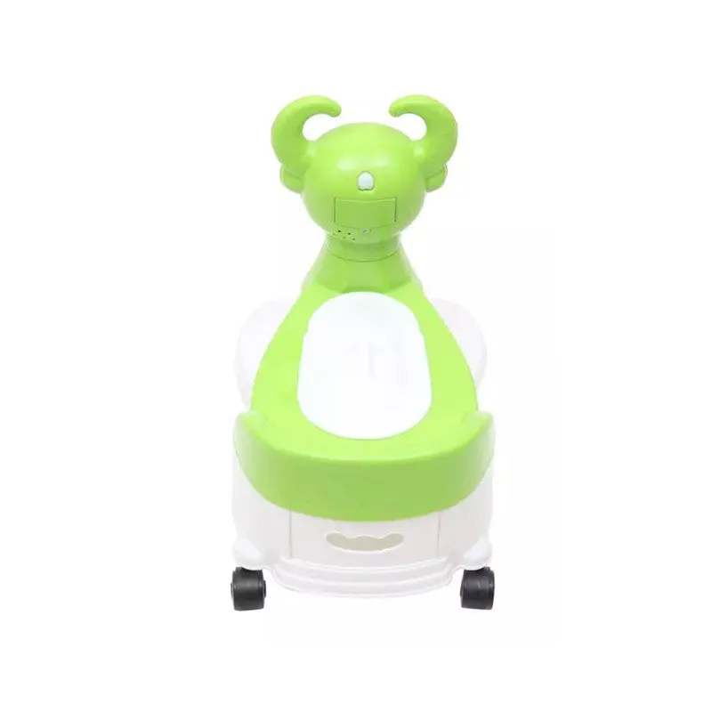 Scooter Shape Green Buffalo Musical Potty Seat Training with Easy Grip Handles, Wheels, Non-toxic Material Comfortable Backseat