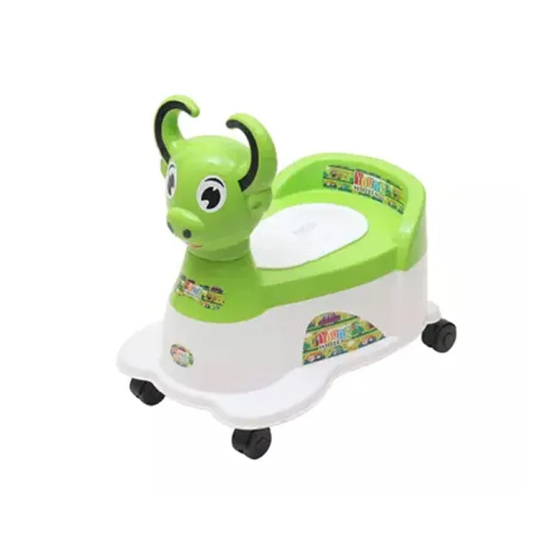 Scooter Shape Green Buffalo Musical Potty Seat Training with Easy Grip Handles, Wheels, Non-toxic Material Comfortable Backseat