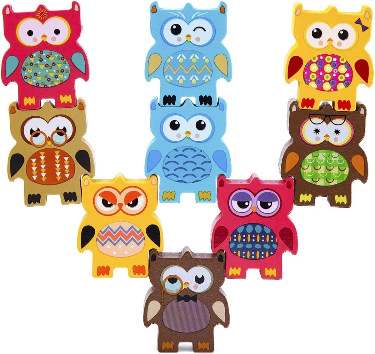 Wooden Owl Balance Stacking Game
