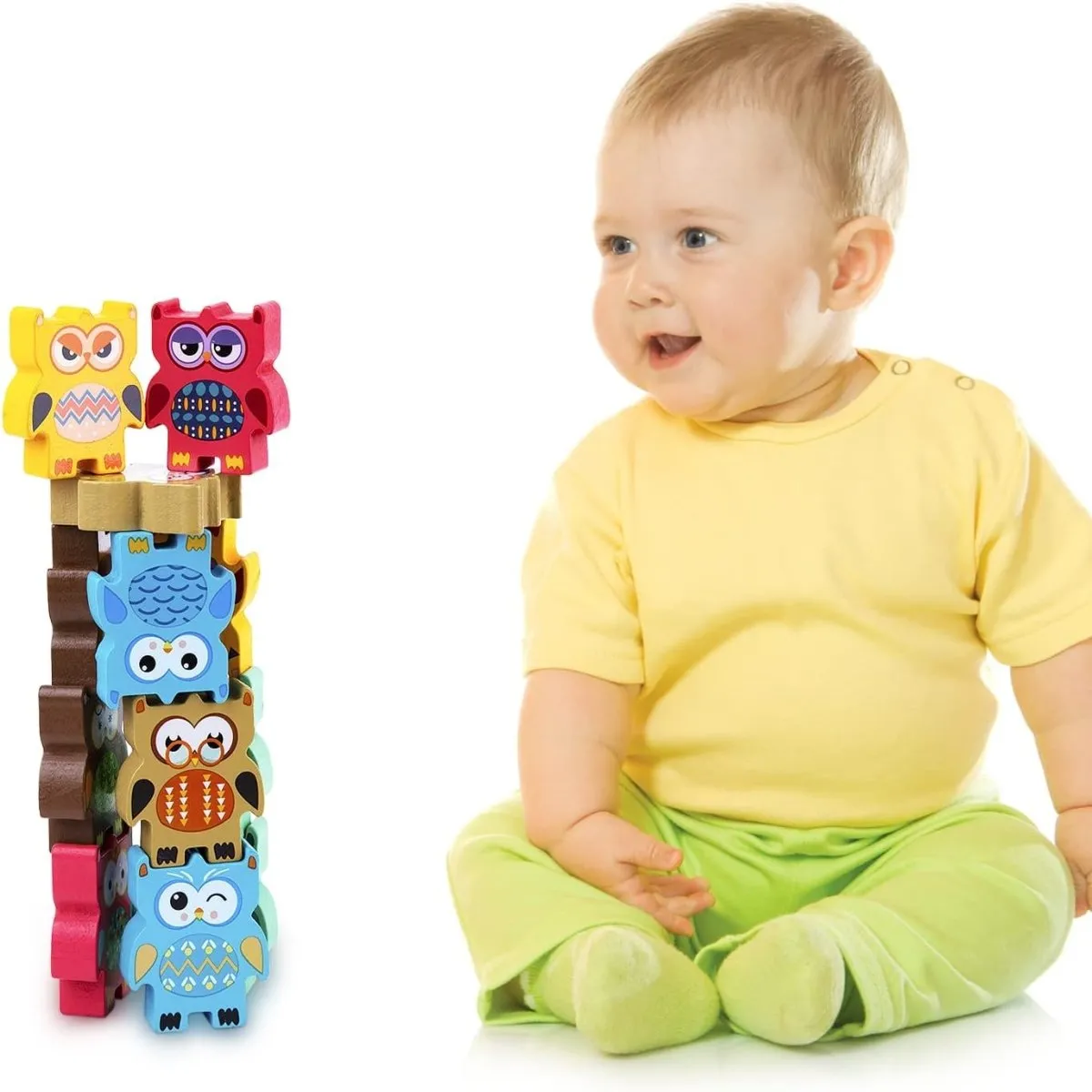 Wooden Owl Balance Stacking Game