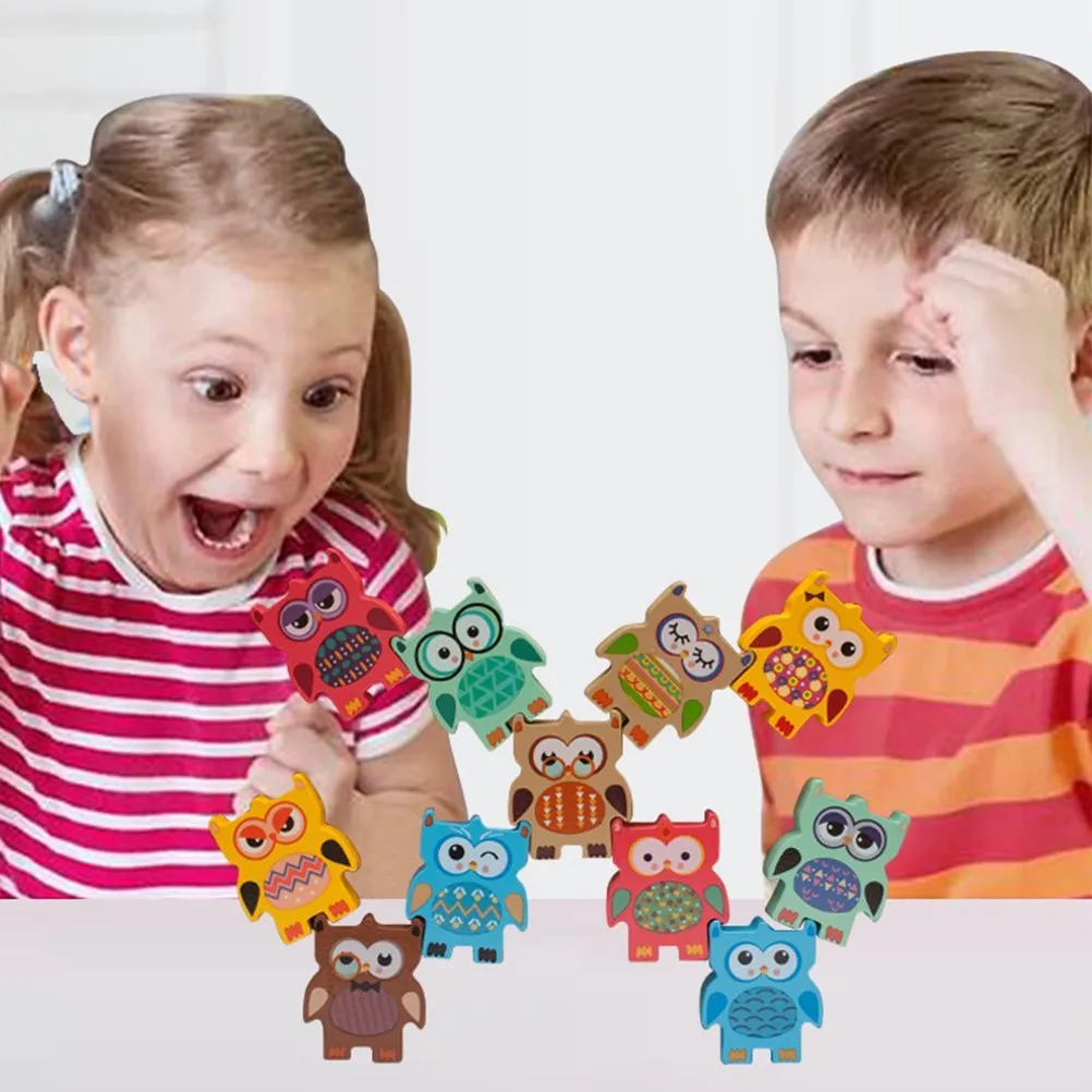 Wooden Owl Balance Stacking Game